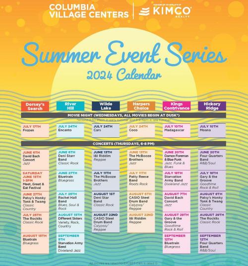Summer Event Series at Columbia Village Centers (Graphic - Opens in an overlay)