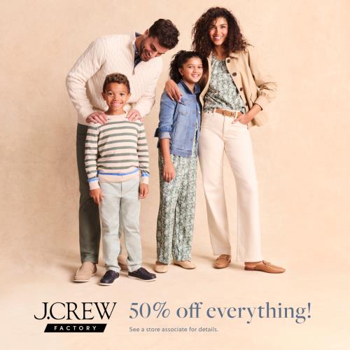 J. Crew Factory 50% off storewide (Graphic - Opens in an overlay)