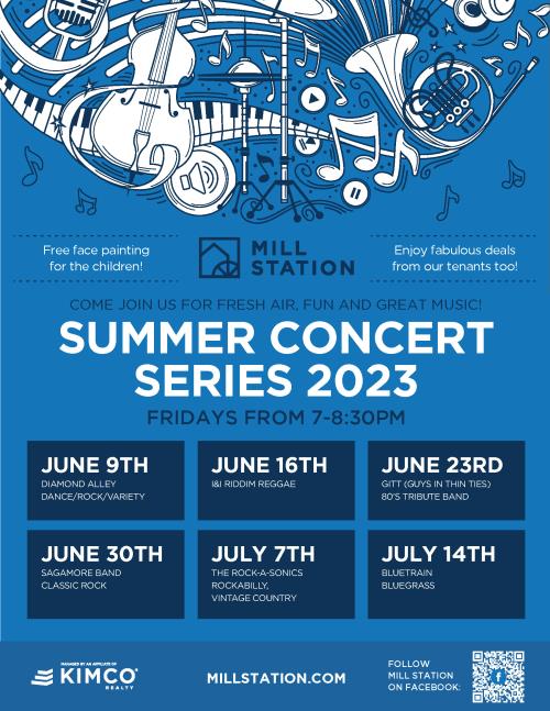 Mill Station Summer Music Series 2023 (Graphic - Opens in an overlay)