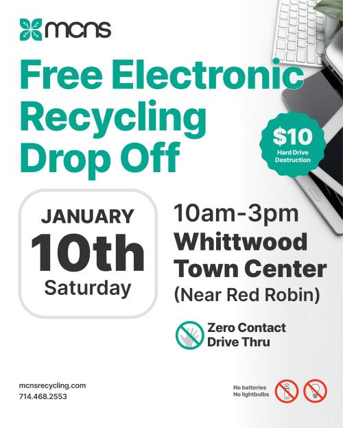 MCNS Electronic Recycling Event (Graphic - Opens in an overlay)